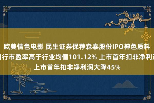 欧美情色电影 民生证券保荐森泰股份IPO神色质料评级D级 刊行市盈率高于行业均值101.12% 上市首年扣非净利润大降45%