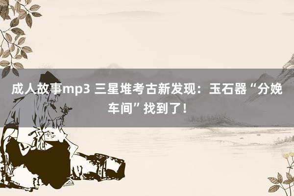 成人故事mp3 三星堆考古新发现：玉石器“分娩车间”找到了！