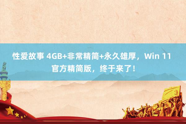 性爱故事 4GB+非常精简+永久雄厚，Win 11 官方精简版，终于来了！