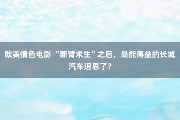 欧美情色电影 “断臂求生”之后，最能得益的长城汽车追思了？