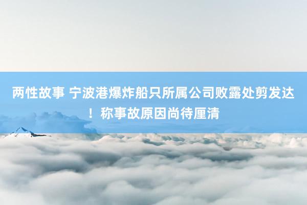 两性故事 宁波港爆炸船只所属公司败露处剪发达！称事故原因尚待厘清