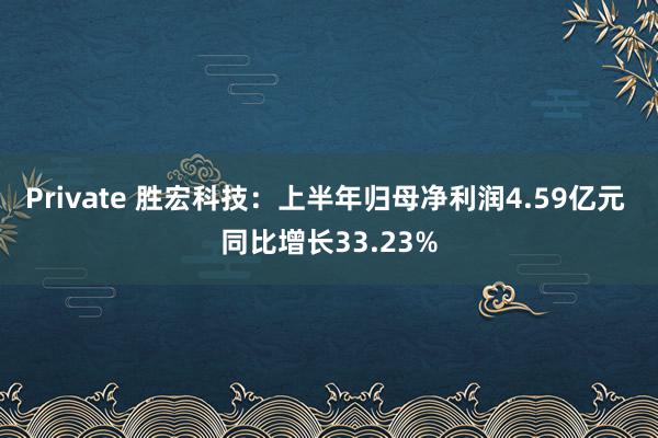 Private 胜宏科技：上半年归母净利润4.59亿元 同比增长33.23%