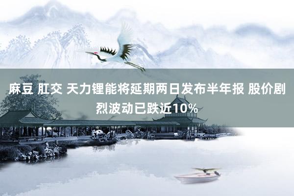 麻豆 肛交 天力锂能将延期两日发布半年报 股价剧烈波动已跌近10%